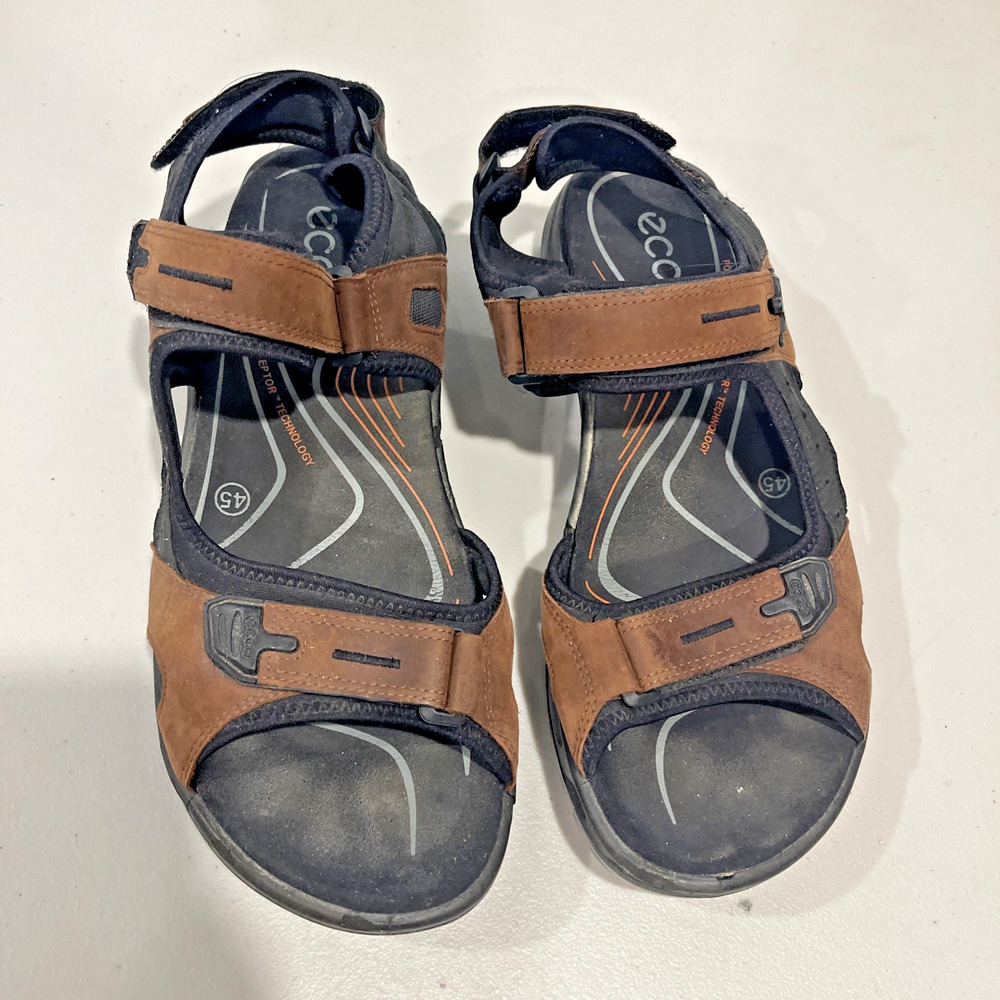 ECCO Receptor Offroad Yucatan Brown & Black Leather Hiking/Sport Sandals 11-11.5
